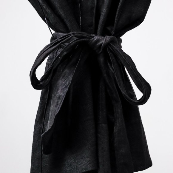 Forte_Forte Black Linen Front Tie My Jacket - Picture 8 of 12